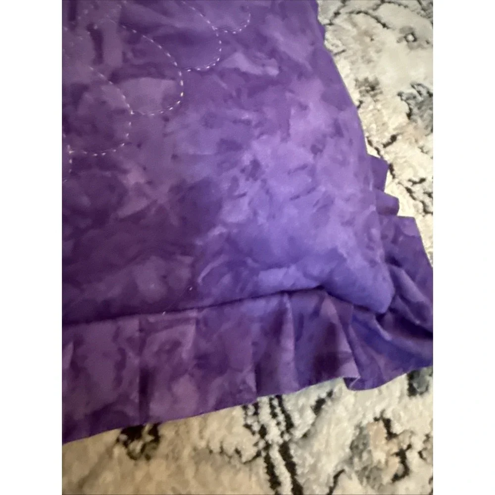 Set Of Two Purple Quilted Ruffled Pillows With Removable Covers Homemade 17x17